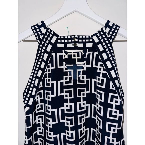 A3 crown ivy dress womens size 4 navy white geo preppy - Picture 7 of 7